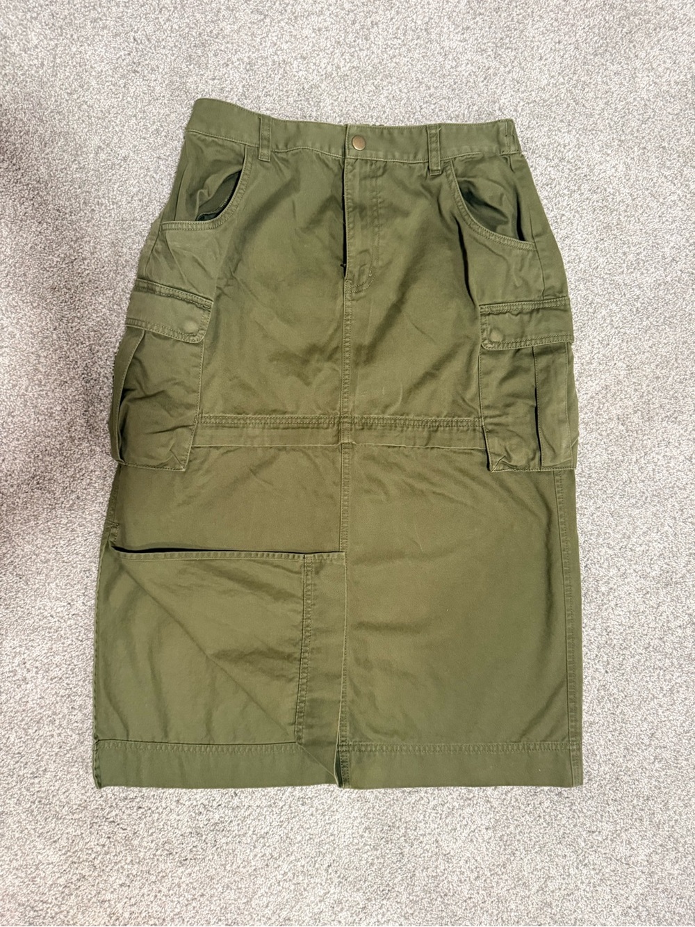 Madewell Olive Green Cargo Midi Skirt